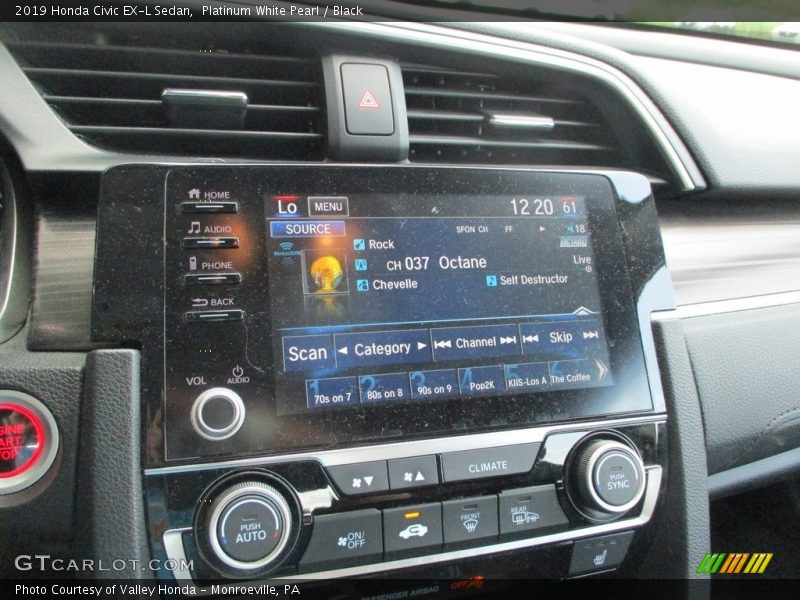 Platinum White Pearl / Black 2019 Honda Civic EX-L Sedan