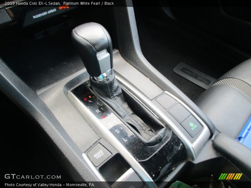 Platinum White Pearl / Black 2019 Honda Civic EX-L Sedan
