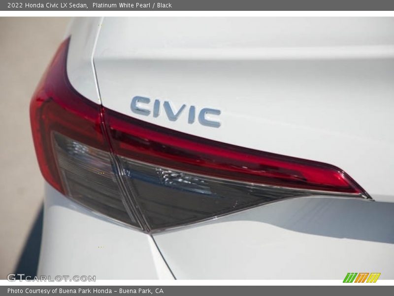 Platinum White Pearl / Black 2022 Honda Civic LX Sedan