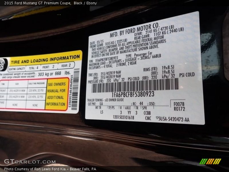 Black / Ebony 2015 Ford Mustang GT Premium Coupe