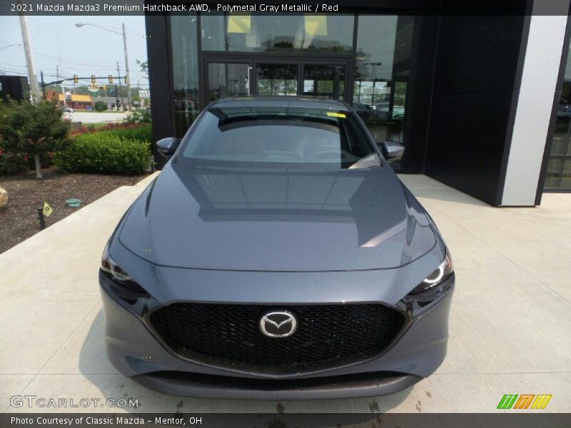 Polymetal Gray Metallic / Red 2021 Mazda Mazda3 Premium Hatchback AWD