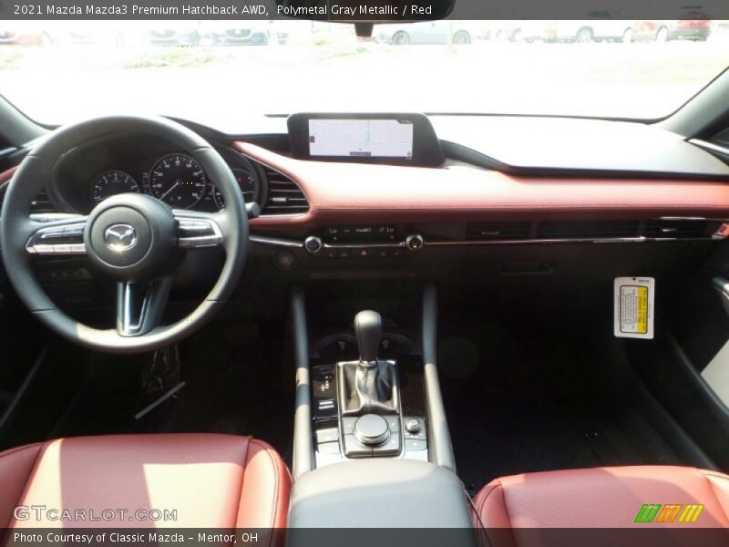 Polymetal Gray Metallic / Red 2021 Mazda Mazda3 Premium Hatchback AWD