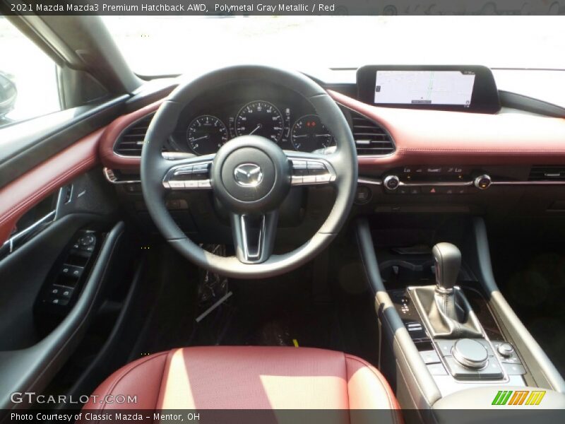 Polymetal Gray Metallic / Red 2021 Mazda Mazda3 Premium Hatchback AWD