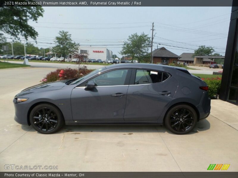 Polymetal Gray Metallic / Red 2021 Mazda Mazda3 Premium Hatchback AWD