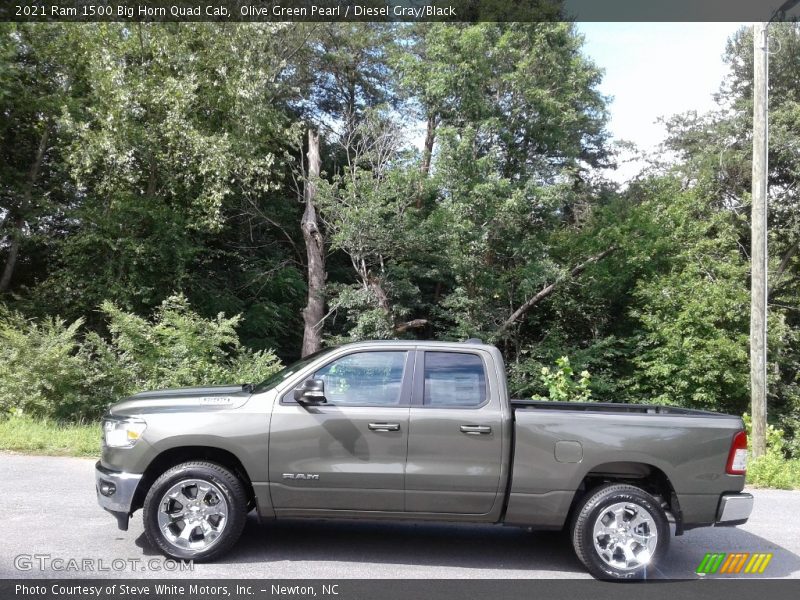 Olive Green Pearl / Diesel Gray/Black 2021 Ram 1500 Big Horn Quad Cab