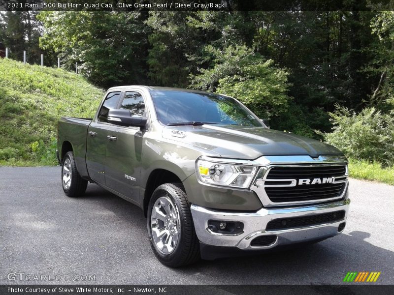 Olive Green Pearl / Diesel Gray/Black 2021 Ram 1500 Big Horn Quad Cab