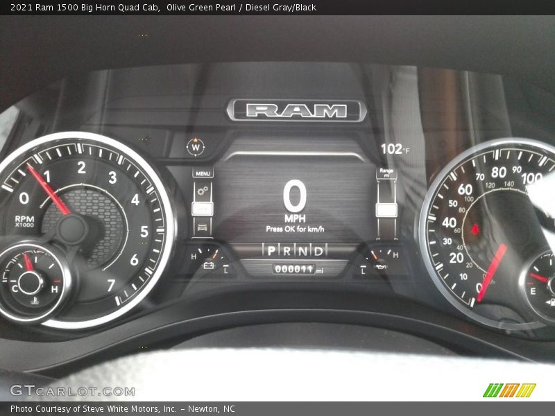 Olive Green Pearl / Diesel Gray/Black 2021 Ram 1500 Big Horn Quad Cab