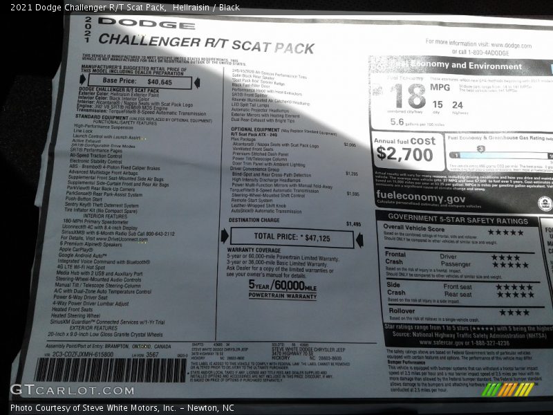 Hellraisin / Black 2021 Dodge Challenger R/T Scat Pack
