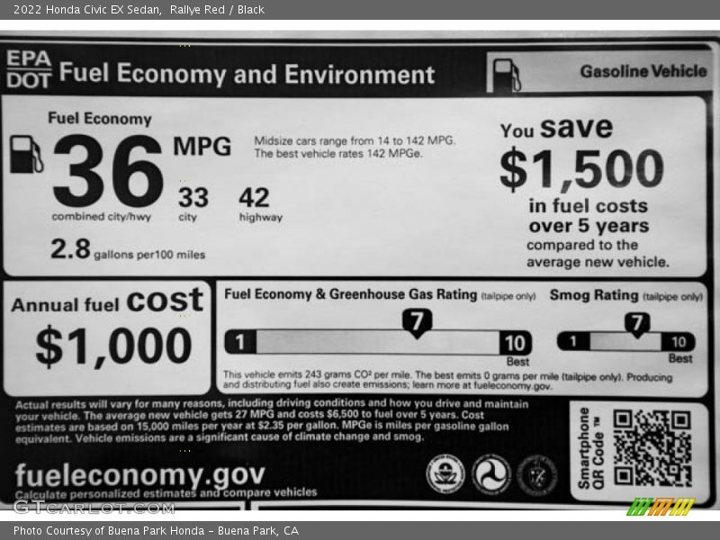 Rallye Red / Black 2022 Honda Civic EX Sedan