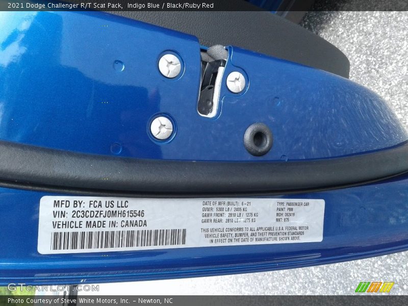 Indigo Blue / Black/Ruby Red 2021 Dodge Challenger R/T Scat Pack