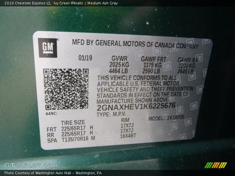 Ivy Green Metallic / Medium Ash Gray 2019 Chevrolet Equinox LS