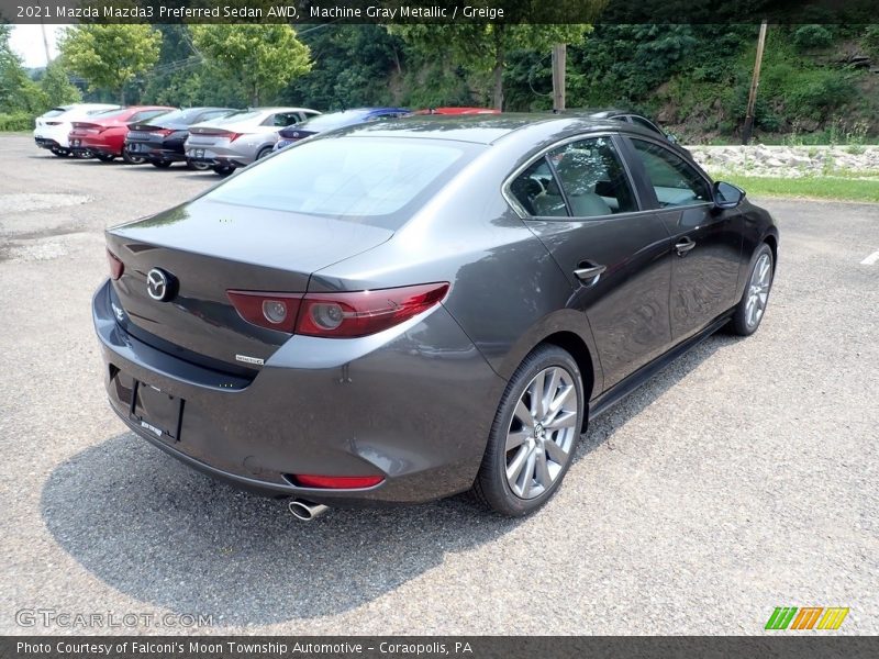 Machine Gray Metallic / Greige 2021 Mazda Mazda3 Preferred Sedan AWD