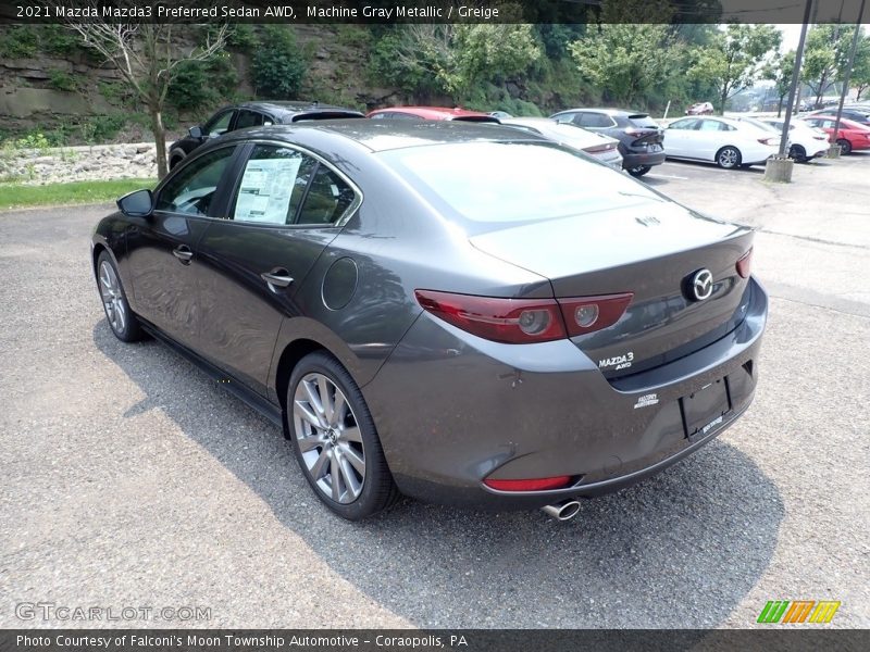 Machine Gray Metallic / Greige 2021 Mazda Mazda3 Preferred Sedan AWD