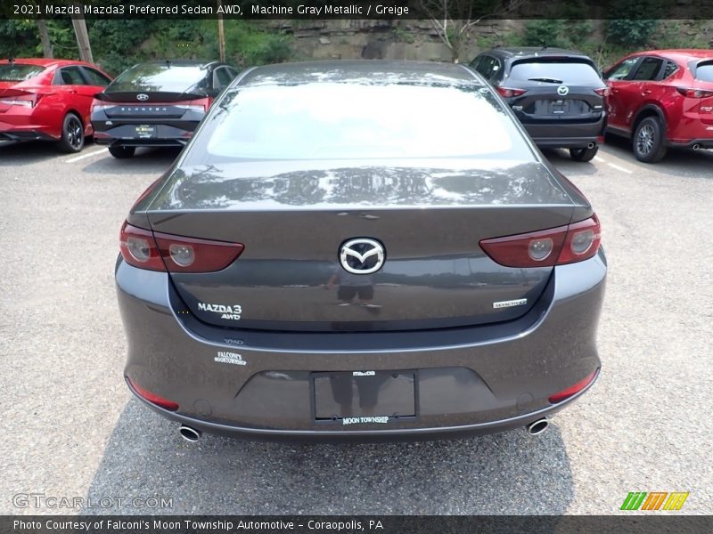 Machine Gray Metallic / Greige 2021 Mazda Mazda3 Preferred Sedan AWD