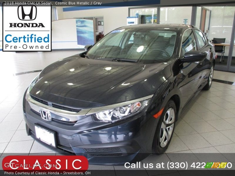 Cosmic Blue Metallic / Gray 2018 Honda Civic LX Sedan