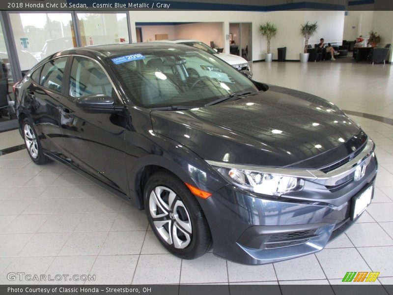 Cosmic Blue Metallic / Gray 2018 Honda Civic LX Sedan