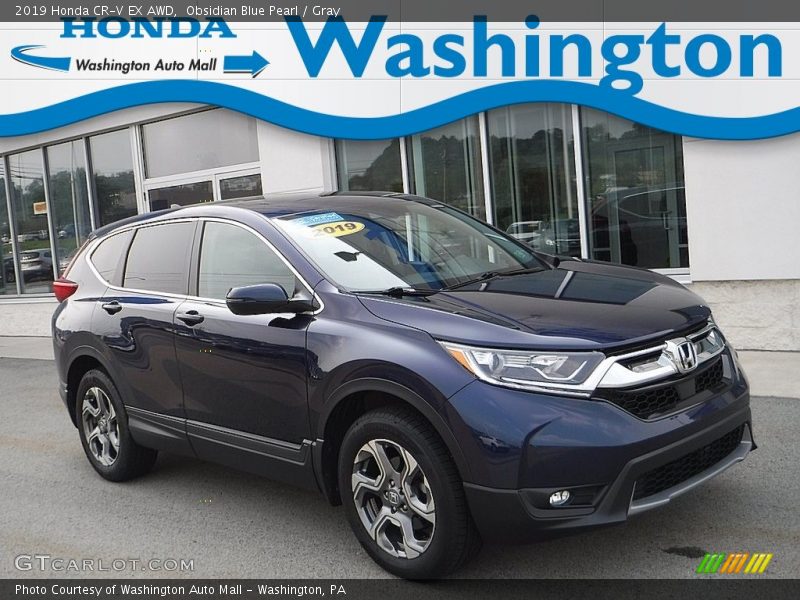 Obsidian Blue Pearl / Gray 2019 Honda CR-V EX AWD