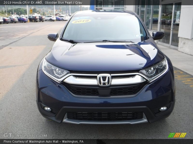 Obsidian Blue Pearl / Gray 2019 Honda CR-V EX AWD
