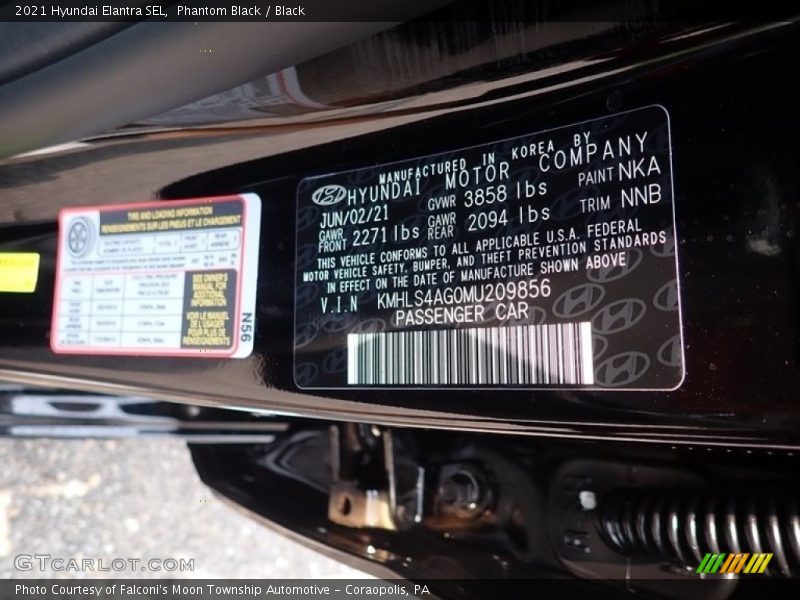 Phantom Black / Black 2021 Hyundai Elantra SEL
