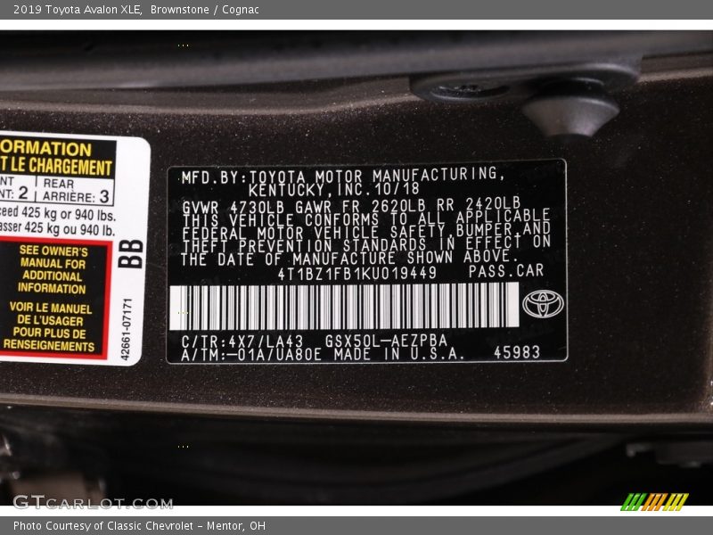 Brownstone / Cognac 2019 Toyota Avalon XLE