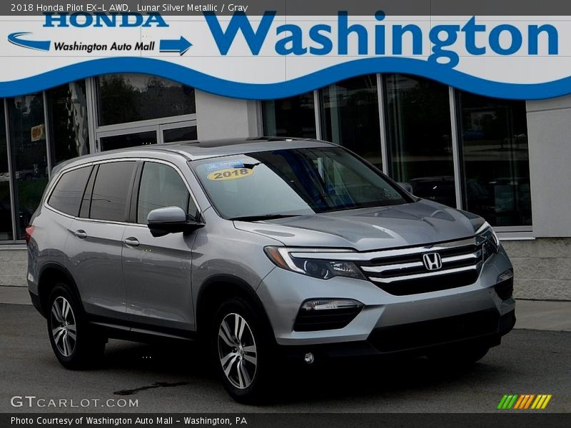 Lunar Silver Metallic / Gray 2018 Honda Pilot EX-L AWD