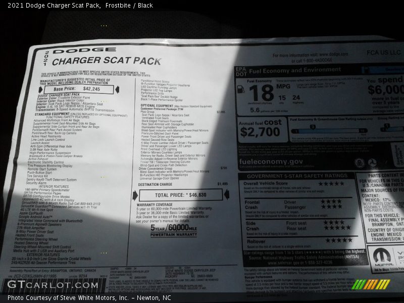 Frostbite / Black 2021 Dodge Charger Scat Pack