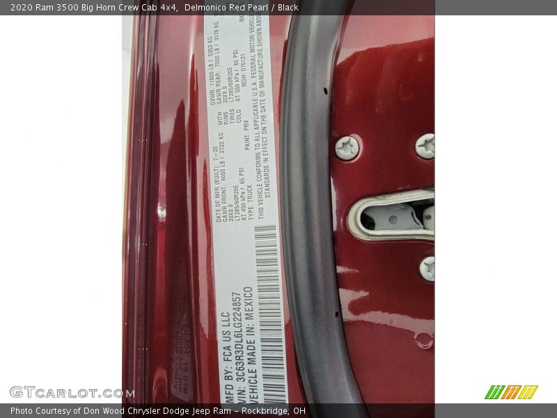Delmonico Red Pearl / Black 2020 Ram 3500 Big Horn Crew Cab 4x4