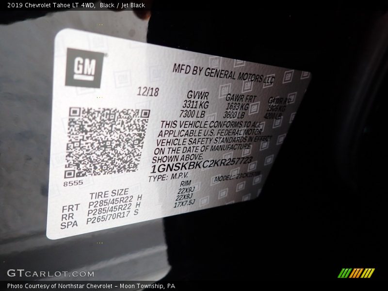 Black / Jet Black 2019 Chevrolet Tahoe LT 4WD