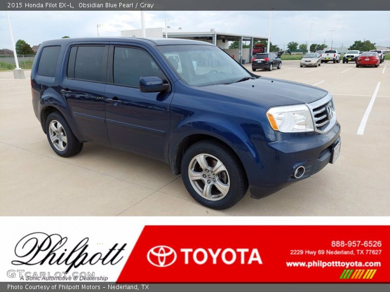Obsidian Blue Pearl / Gray 2015 Honda Pilot EX-L