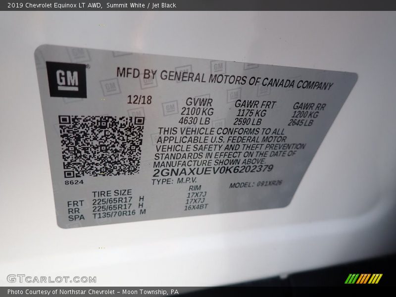 Summit White / Jet Black 2019 Chevrolet Equinox LT AWD
