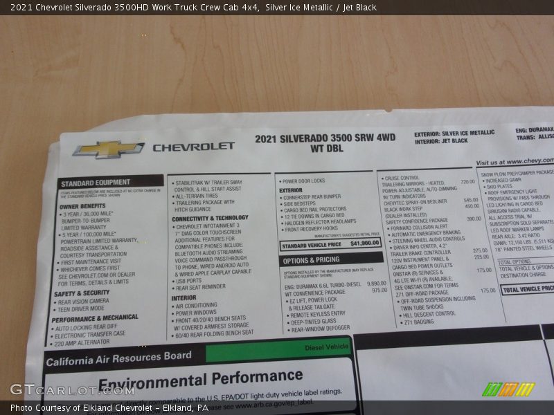 Silver Ice Metallic / Jet Black 2021 Chevrolet Silverado 3500HD Work Truck Crew Cab 4x4
