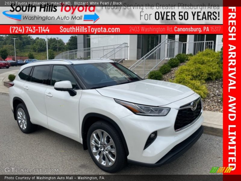 Blizzard White Pearl / Black 2021 Toyota Highlander Limited AWD