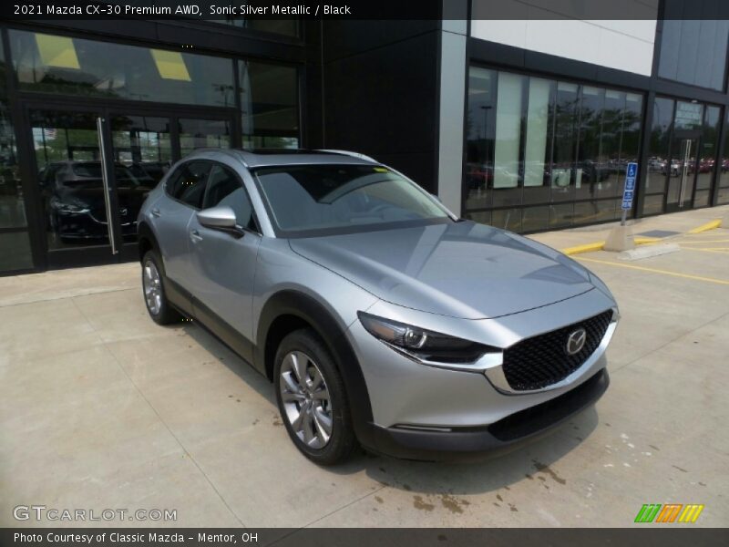 Sonic Silver Metallic / Black 2021 Mazda CX-30 Premium AWD