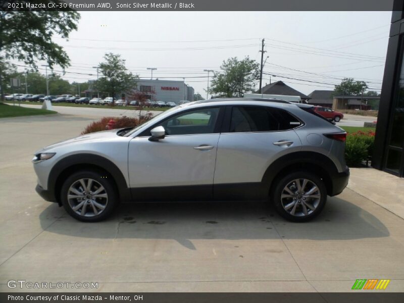 Sonic Silver Metallic / Black 2021 Mazda CX-30 Premium AWD