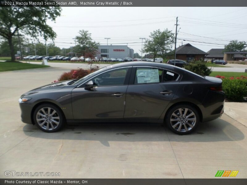 Machine Gray Metallic / Black 2021 Mazda Mazda3 Select Sedan AWD