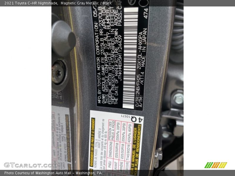 Magnetic Gray Metallic / Black 2021 Toyota C-HR Nightshade