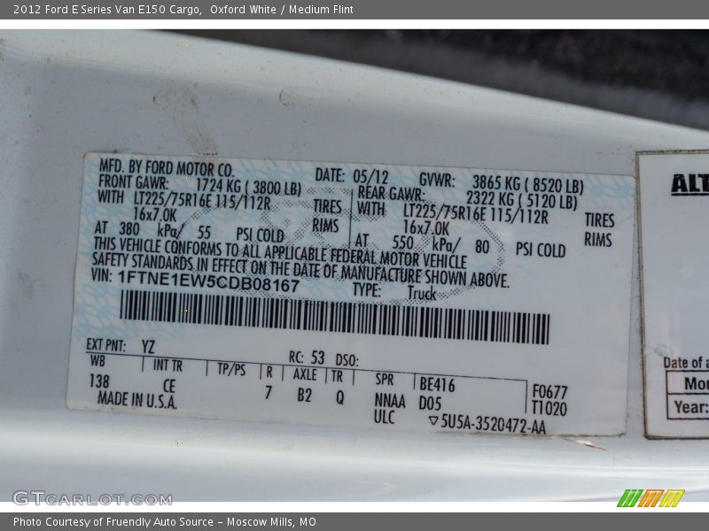 Oxford White / Medium Flint 2012 Ford E Series Van E150 Cargo