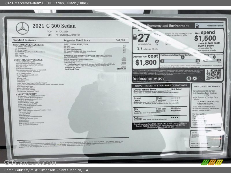 Black / Black 2021 Mercedes-Benz C 300 Sedan