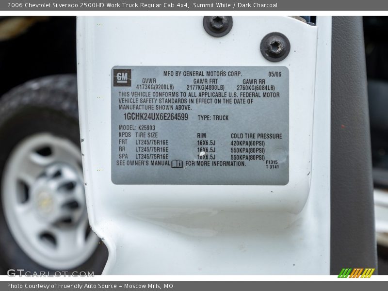 Summit White / Dark Charcoal 2006 Chevrolet Silverado 2500HD Work Truck Regular Cab 4x4