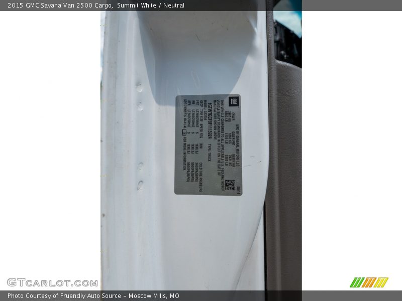 Summit White / Neutral 2015 GMC Savana Van 2500 Cargo