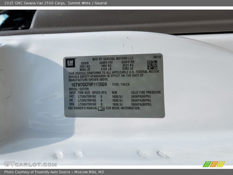 Summit White / Neutral 2015 GMC Savana Van 2500 Cargo