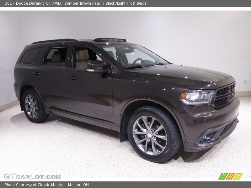 Bomber Brown Pearl / Black/Light Frost Beige 2017 Dodge Durango GT AWD