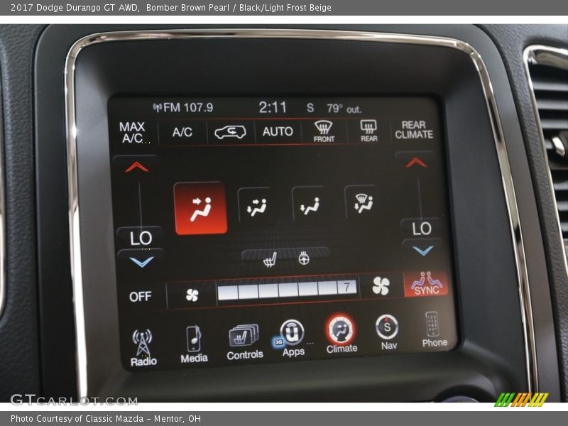Bomber Brown Pearl / Black/Light Frost Beige 2017 Dodge Durango GT AWD