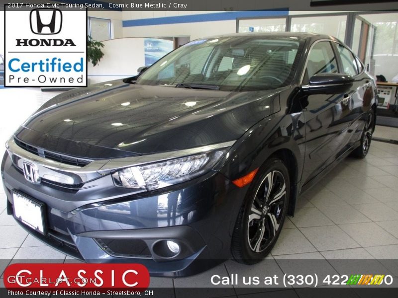 Cosmic Blue Metallic / Gray 2017 Honda Civic Touring Sedan