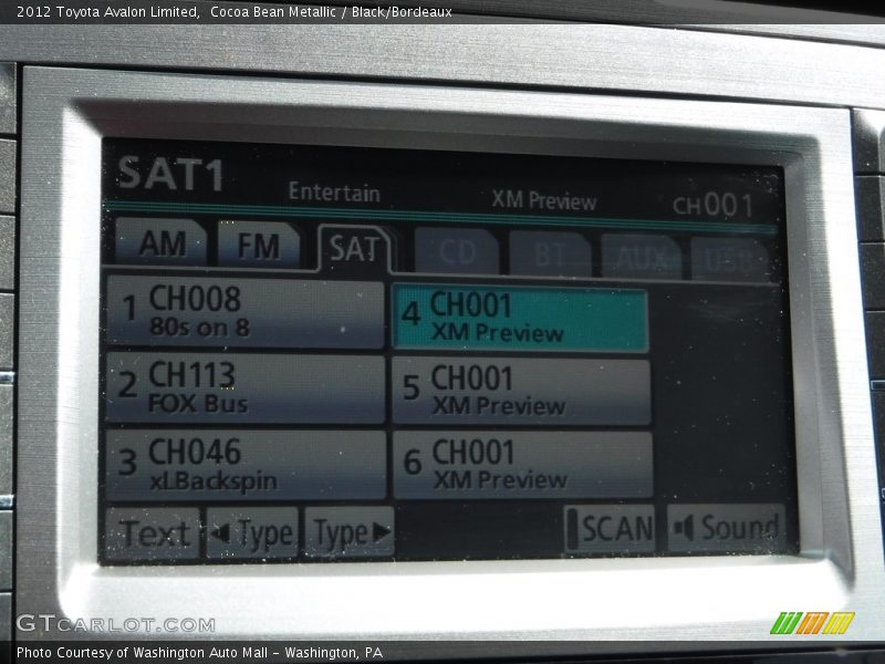 Cocoa Bean Metallic / Black/Bordeaux 2012 Toyota Avalon Limited