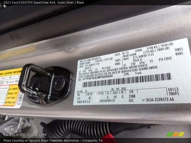 2021 F150 STX SuperCrew 4x4 Iconic Silver Color Code JS