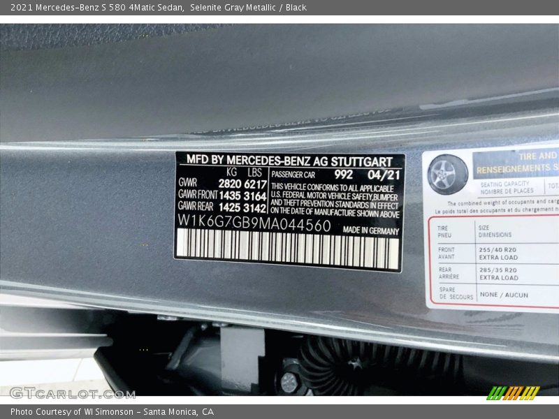 Selenite Gray Metallic / Black 2021 Mercedes-Benz S 580 4Matic Sedan