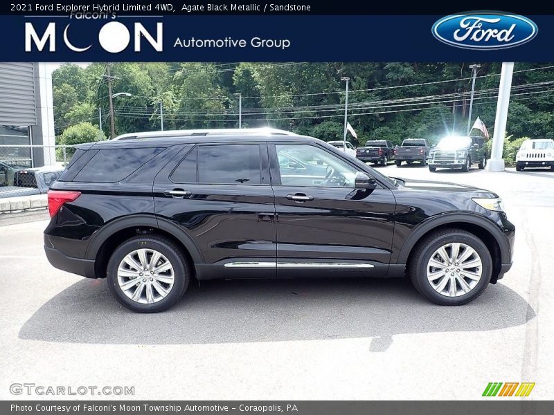 Agate Black Metallic / Sandstone 2021 Ford Explorer Hybrid Limited 4WD