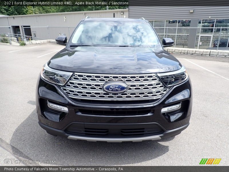 Agate Black Metallic / Sandstone 2021 Ford Explorer Hybrid Limited 4WD