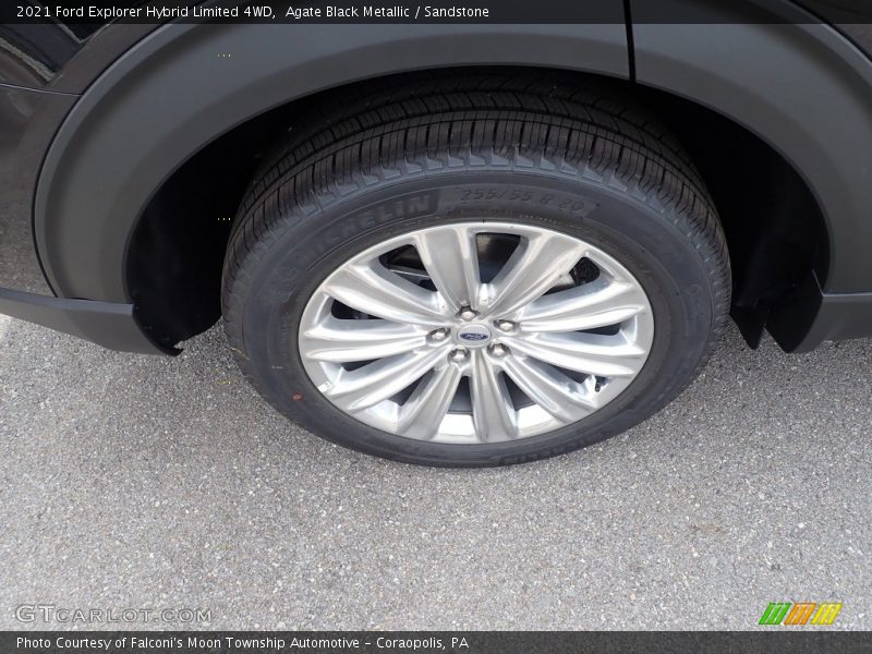 Agate Black Metallic / Sandstone 2021 Ford Explorer Hybrid Limited 4WD